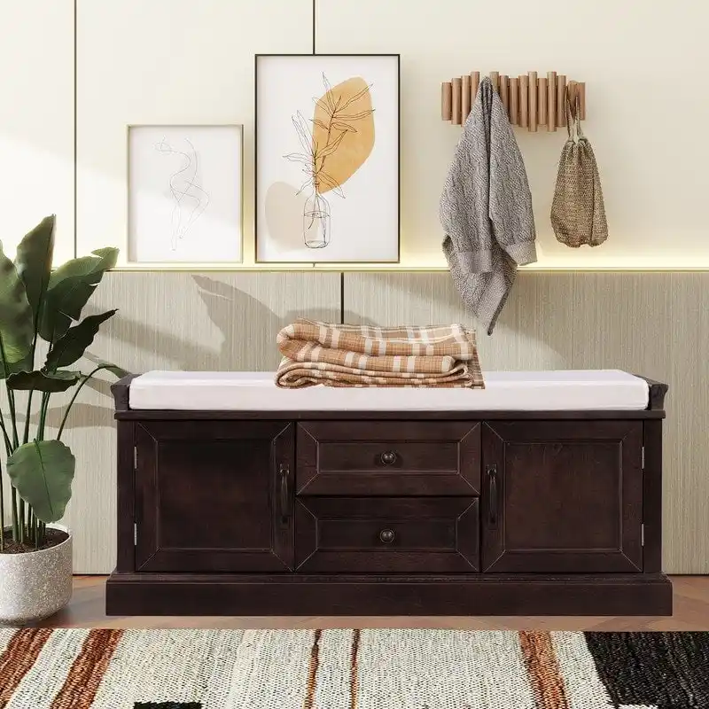 Shoe stool, 2 drawers, 2, removable pads, living room locker, entrance