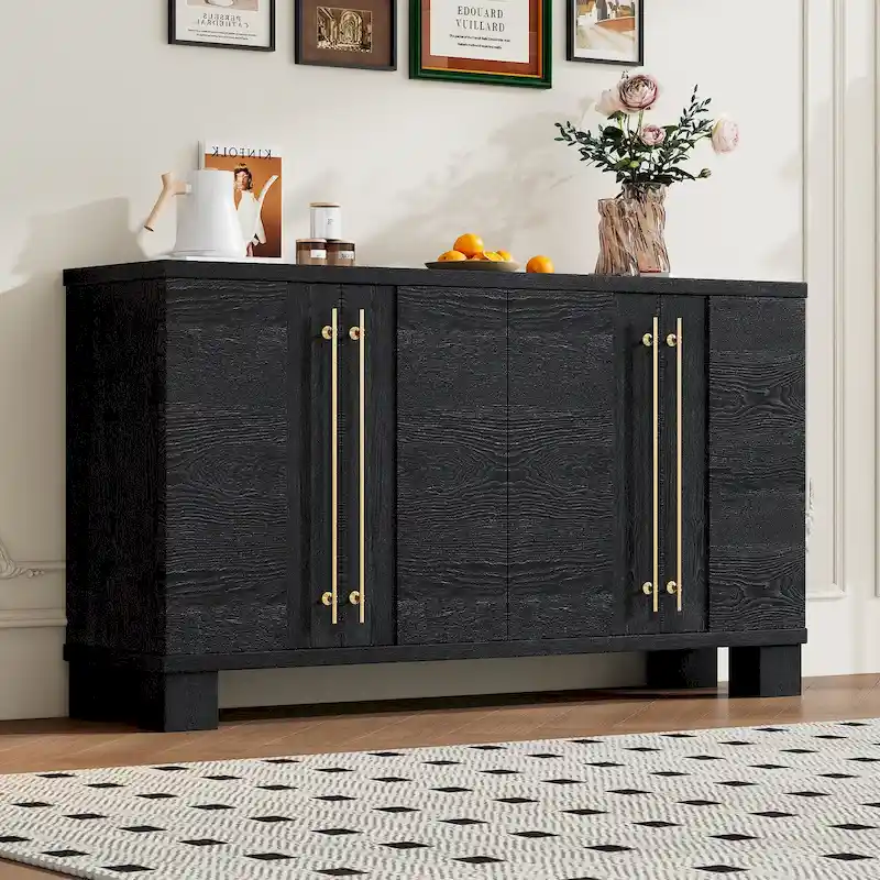 Wood Traditional Style Sideboard with Adjustable Shelves