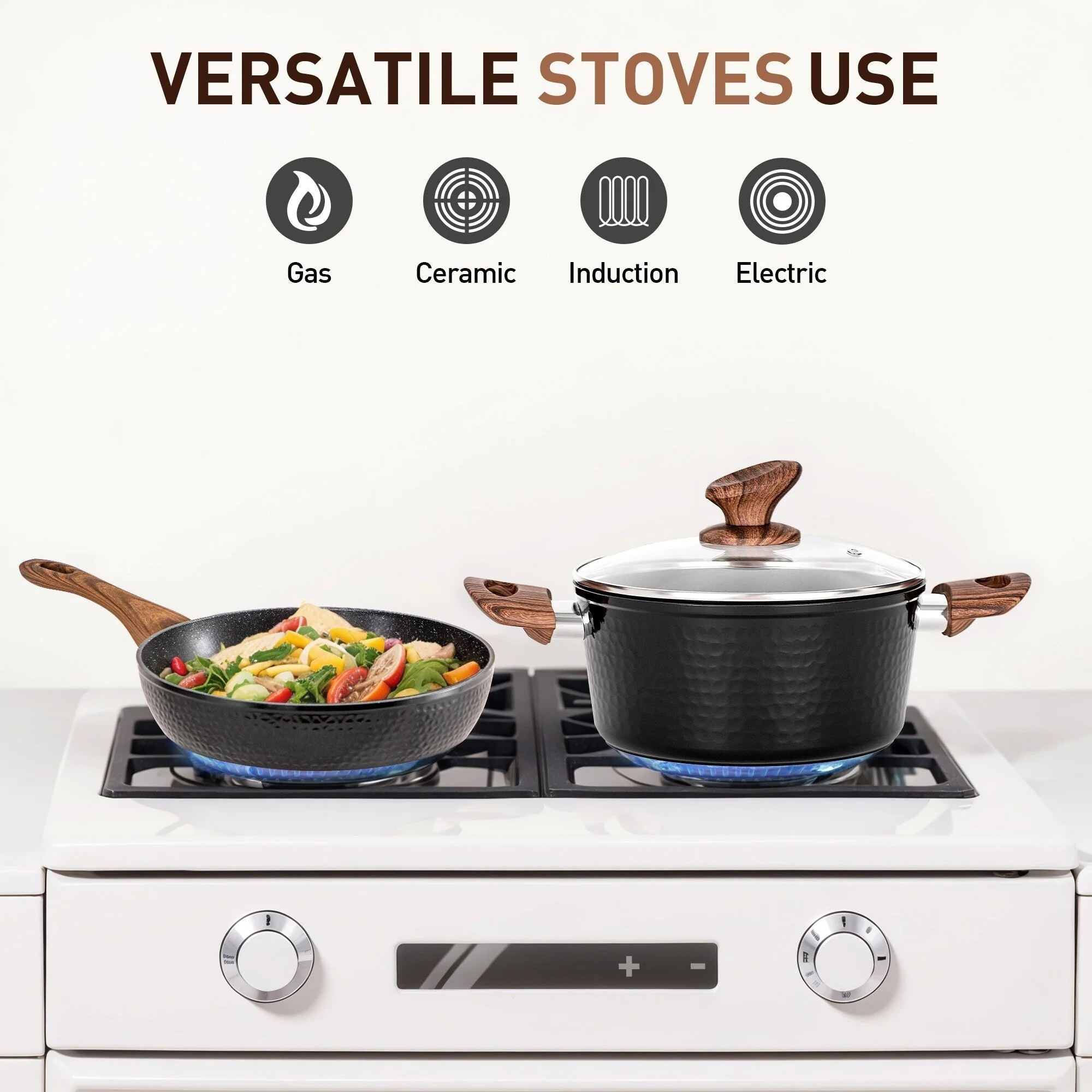 Kitchen Academy 15-piece Nonstick Granite-coated Cookware Set