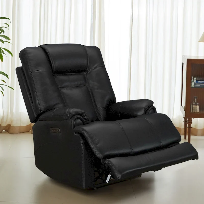 Genuine Top Grain Adjustable Headrest Extendable Footrest Zero Gravity Reclin Power Recliner