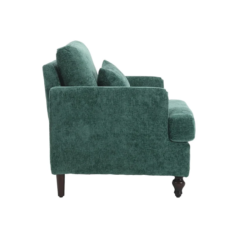 Chenille Single Sofa Chair, Upholstered Accent Chair with Soft Pillow, Mid Century Modern Reading Armchair