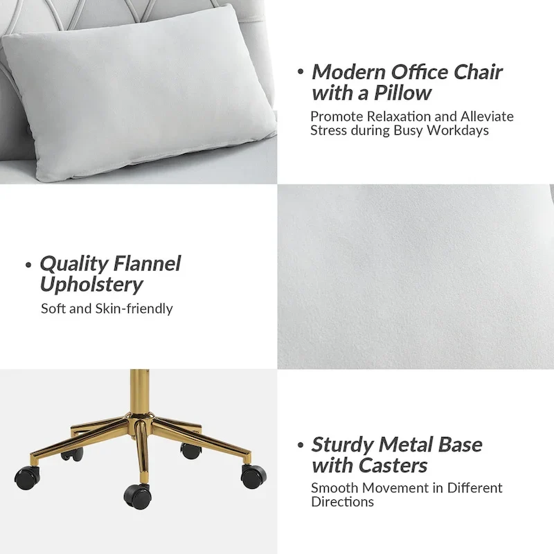 Ollie Modern Flannel Swivel Tilting Office Chair with Pillow by HULALA HOME