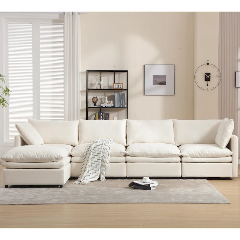 Modern Upholstered Sectional Sofa with Chaise Lounge