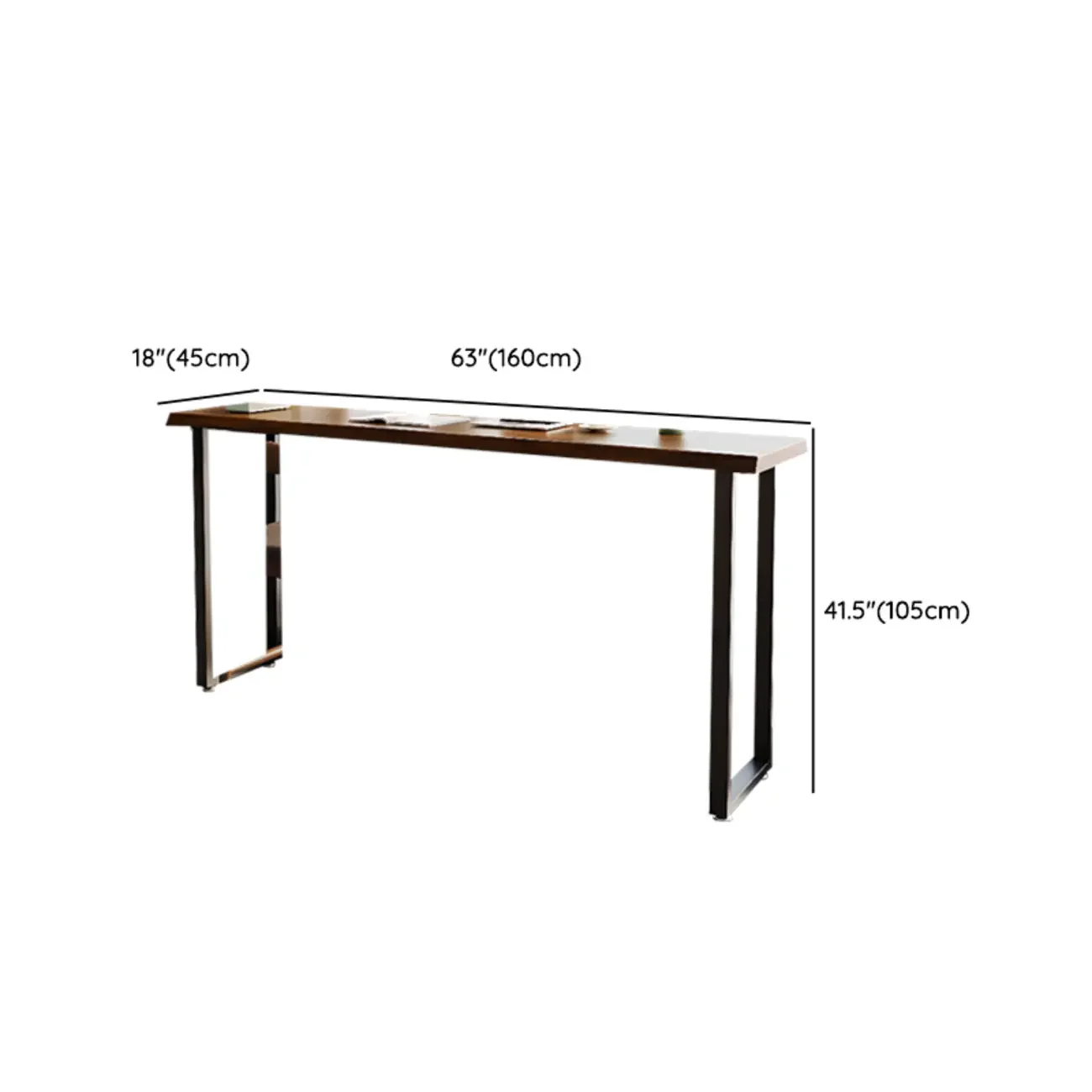 Rectangle Wooden Bar Height Table Metal Sled Base