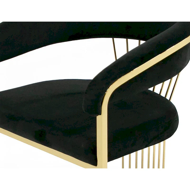 Modrest Linda Modern Black Velvet and Gold Dining Chair