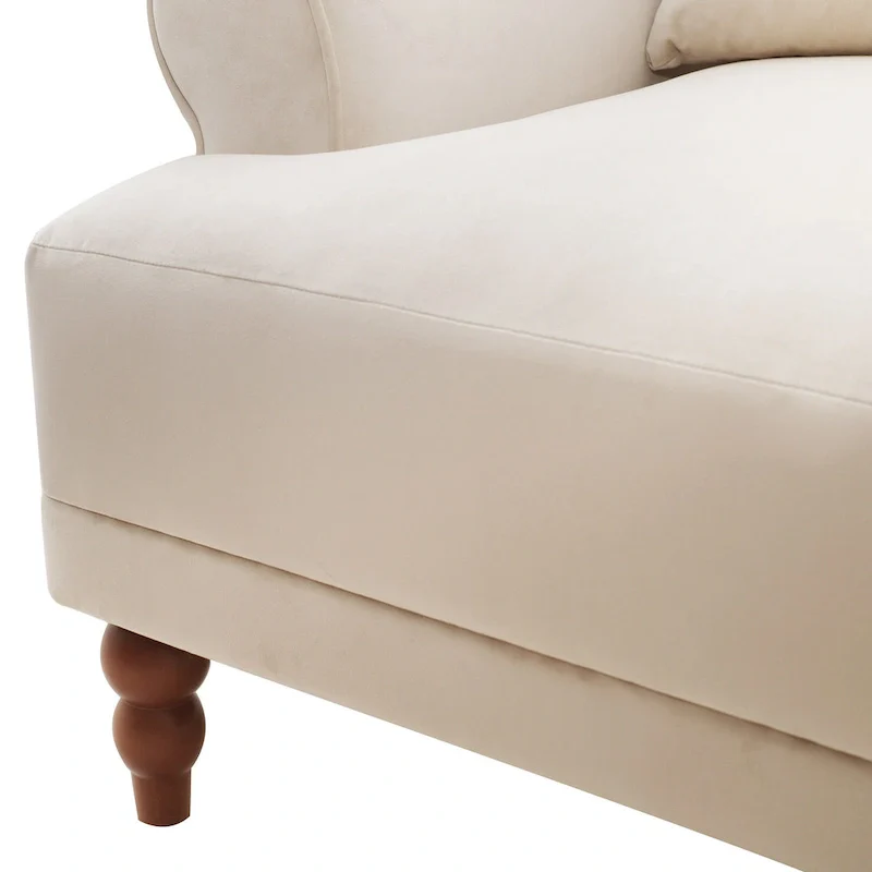 Beige 37.8 Velvet Accent Chair