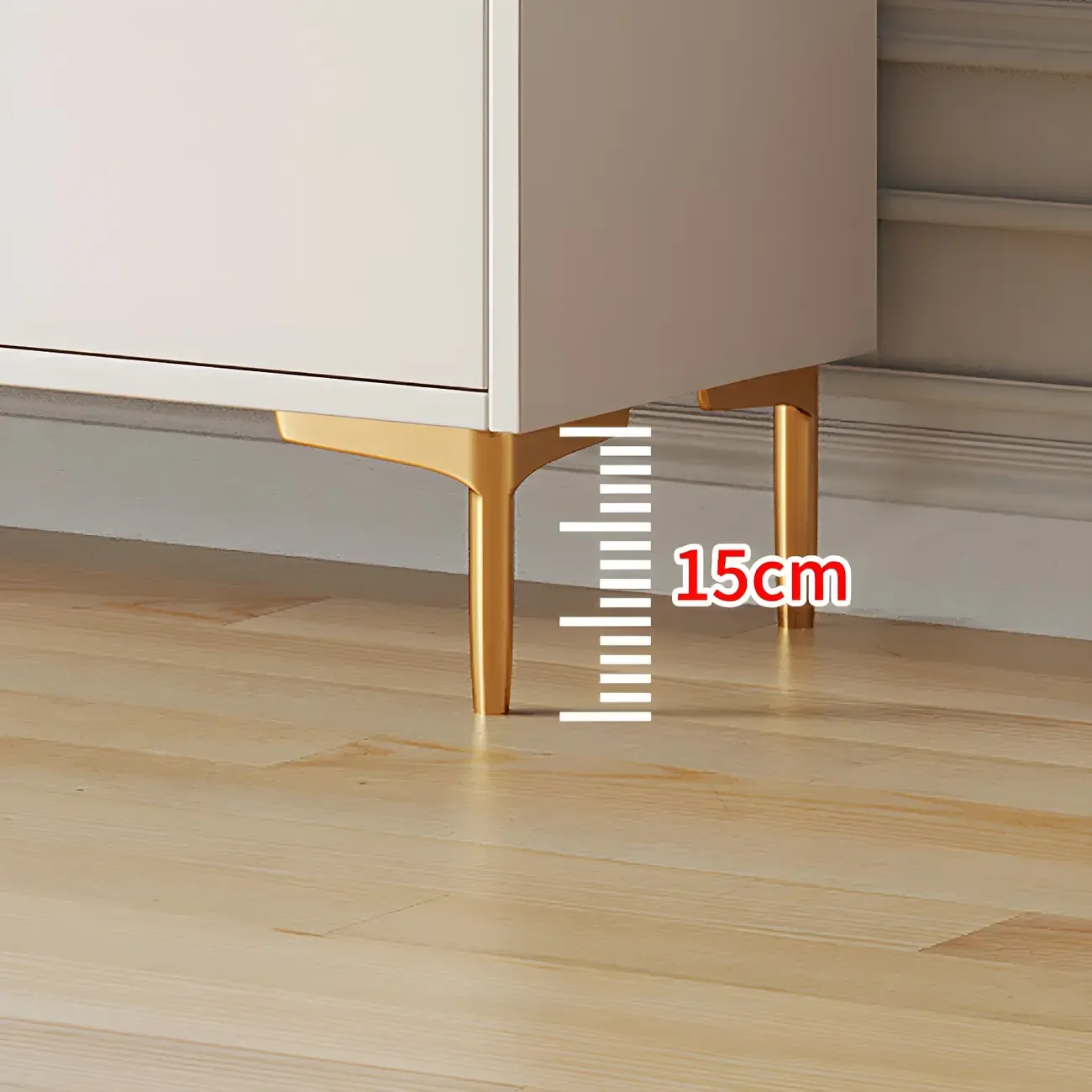 Glam White Wooden Buffet Table with Drawers & Shelves