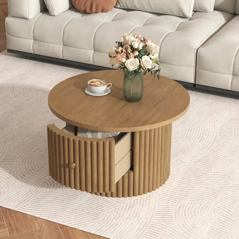 30.5 MDF Coffee Table with Drawer & Slat Base