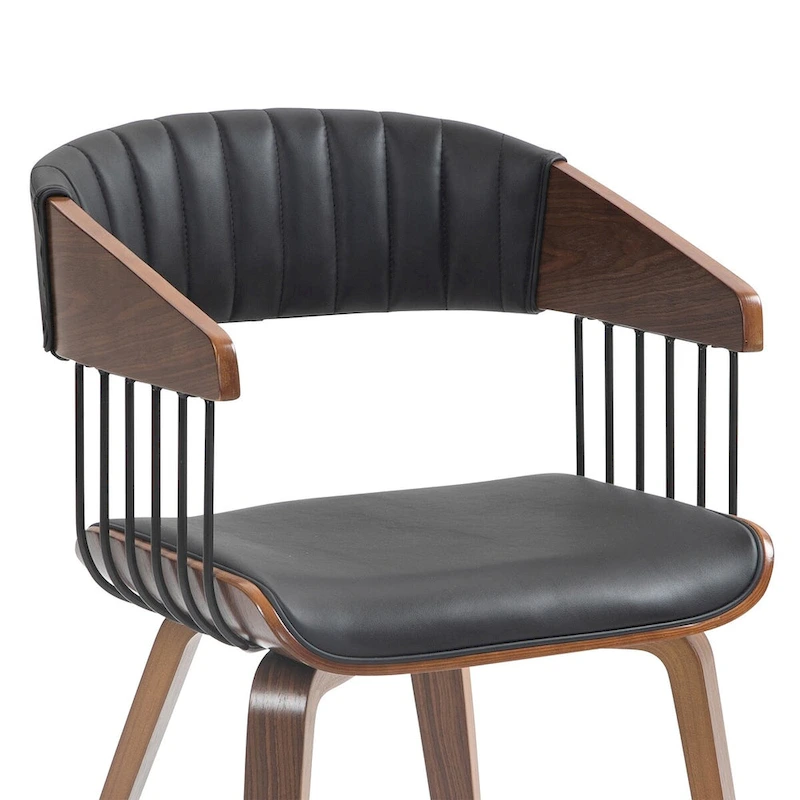 Beaumont Black Faux Leather Dining Chair with Walnut Wood Frame and Legs