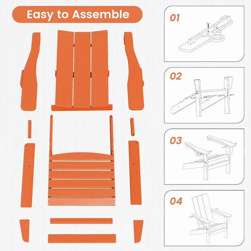 HDPE Modern All weather Adirondack Chairs with Cup-holders
