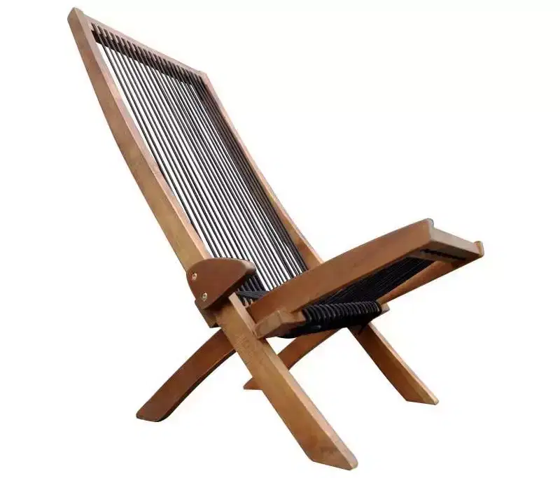 Okak Outdoor Lawn Chairs with Roping Backrest and Seat, Outdoor Chair with Foldable Design, Fire Pit Chairs for Backyard, Patio, Natural