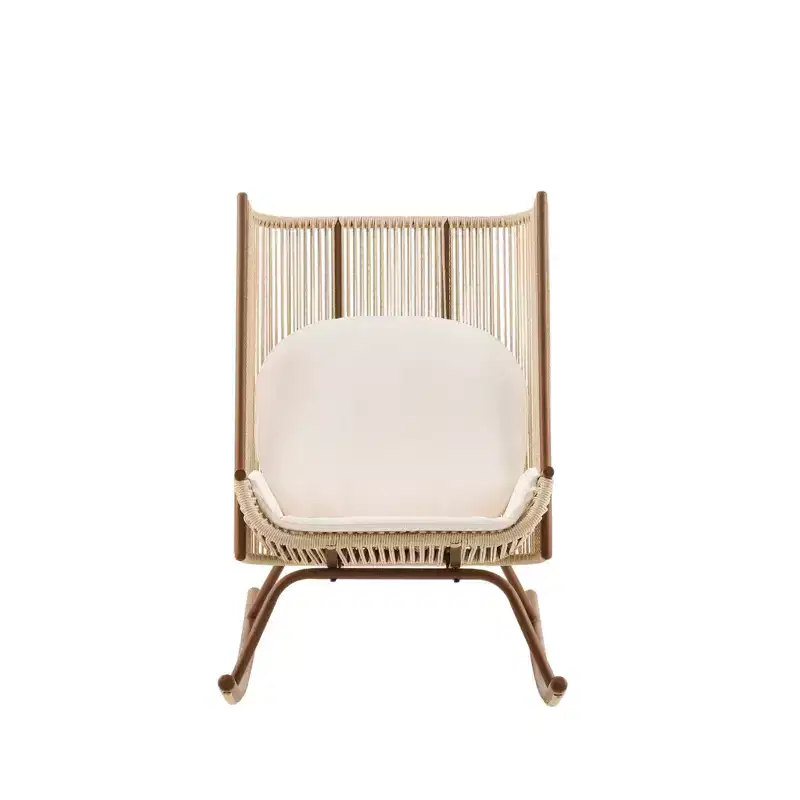 Christopher Knight Home Suman Farmhouse 2 Piece Patio Dining Set with Acacia Wood Table and Iron Rocking Chair