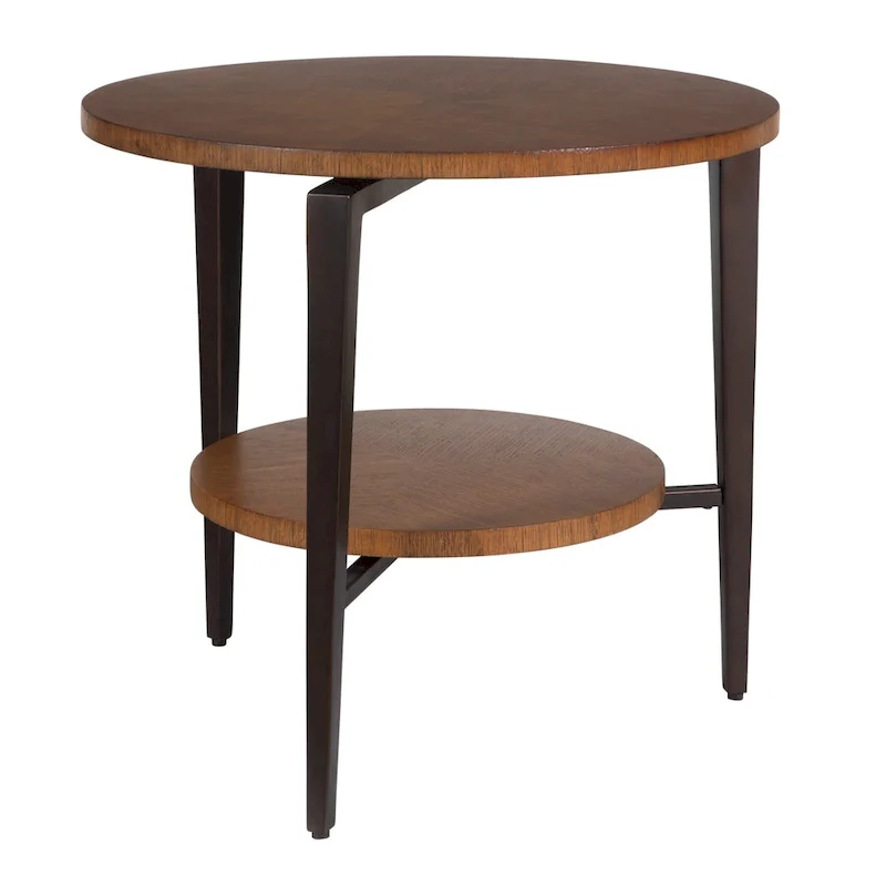 Brown 2-Tier Round Side Table, 26.5