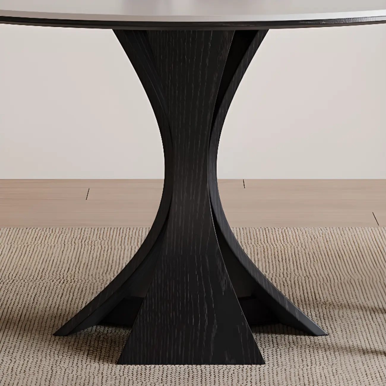 Modern Simple Black Wood Round Dining Table