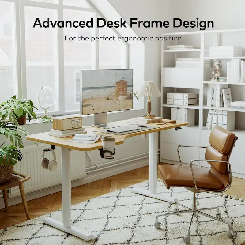 Height Adjustable Electric Standing Desk, Sit Stand Home Office Desk with Splice Board