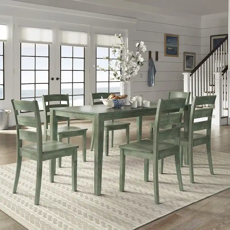 Wilmington II 60-Inch Rectangular Antique Sage Green Dining Set by iNSPIRE Q Classic