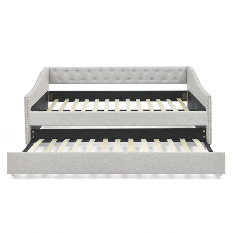 Upholstered Tufted Sofa Bed with Trundle