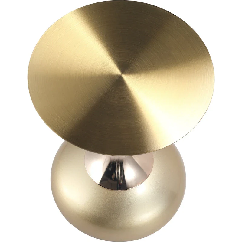 Savoy 18-Inch Round Side Table in Gold Stainless-Steel End Table with a Round Pedestal base