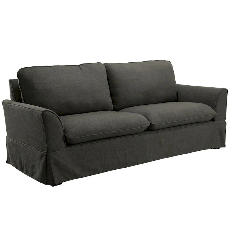 Slipcovered Sofa - Linen-Like Fabric - 3 Seater