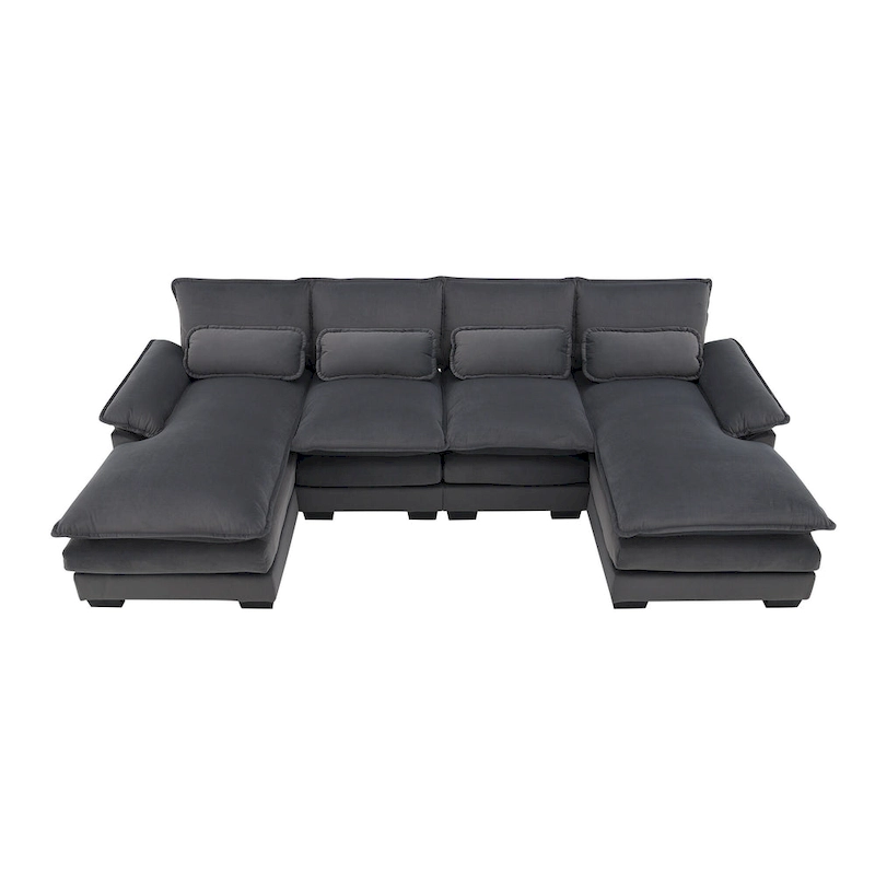 Modern Upholstered 6-Seat Modular U-Shaped Sleeper Sectional Sofa