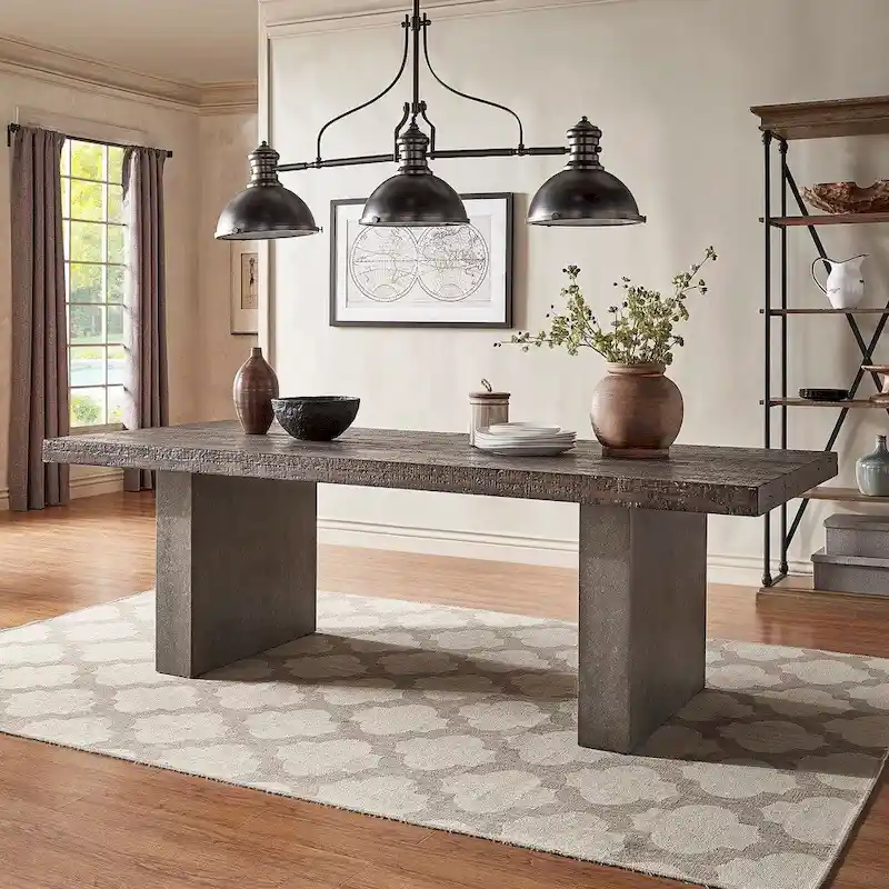 Brown Reclaimed Wood & Concrete Pedestal Dining Table, Seats 8
