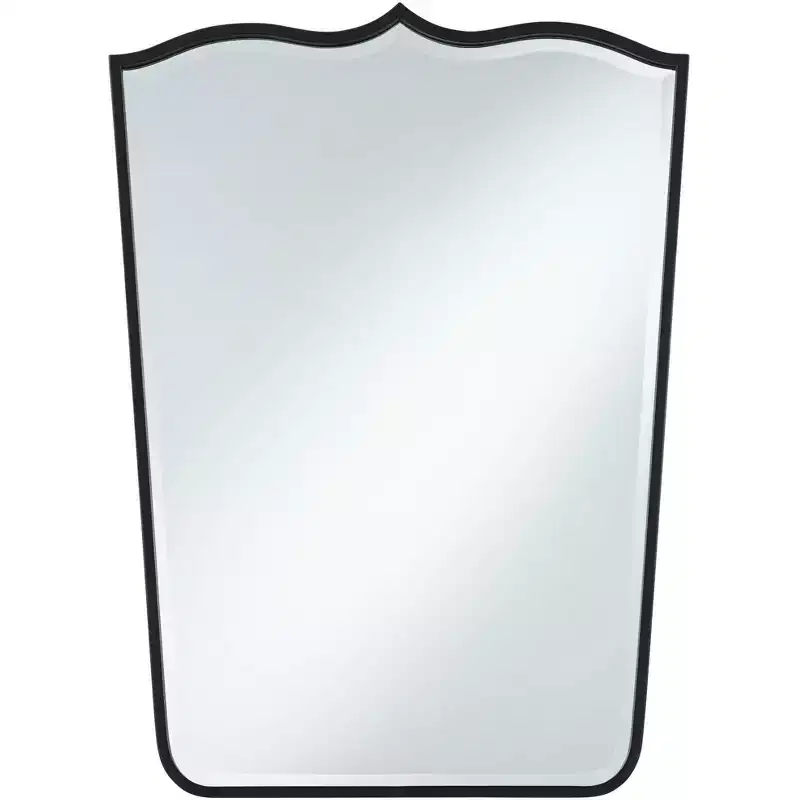 Uttermost Gaylia Satin Black 27 x 36 3/4 Curve Top Mirror