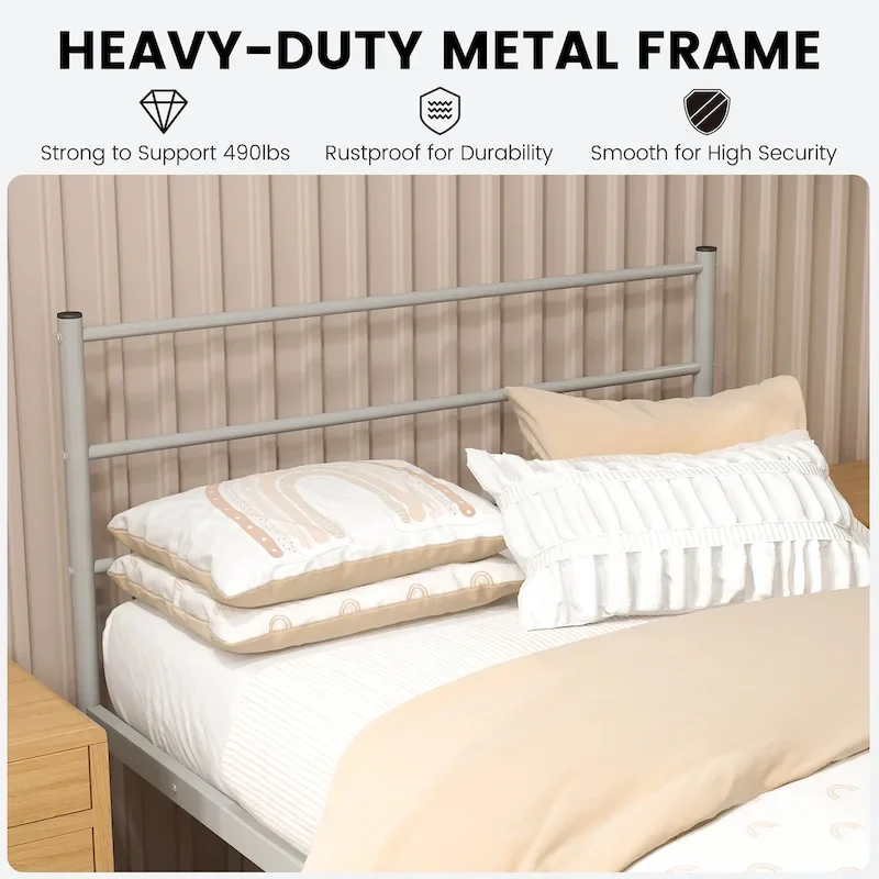Costway Twin Metal Bed Frame Mattress Foundation No Box Spring Needed