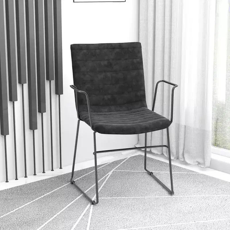 LeisureMod Ergonomic Office Chair Upholstered in Leather/Polyester with Powder-Coated Stainless Steel Frame Padded Seat and Back Zylar Collection
