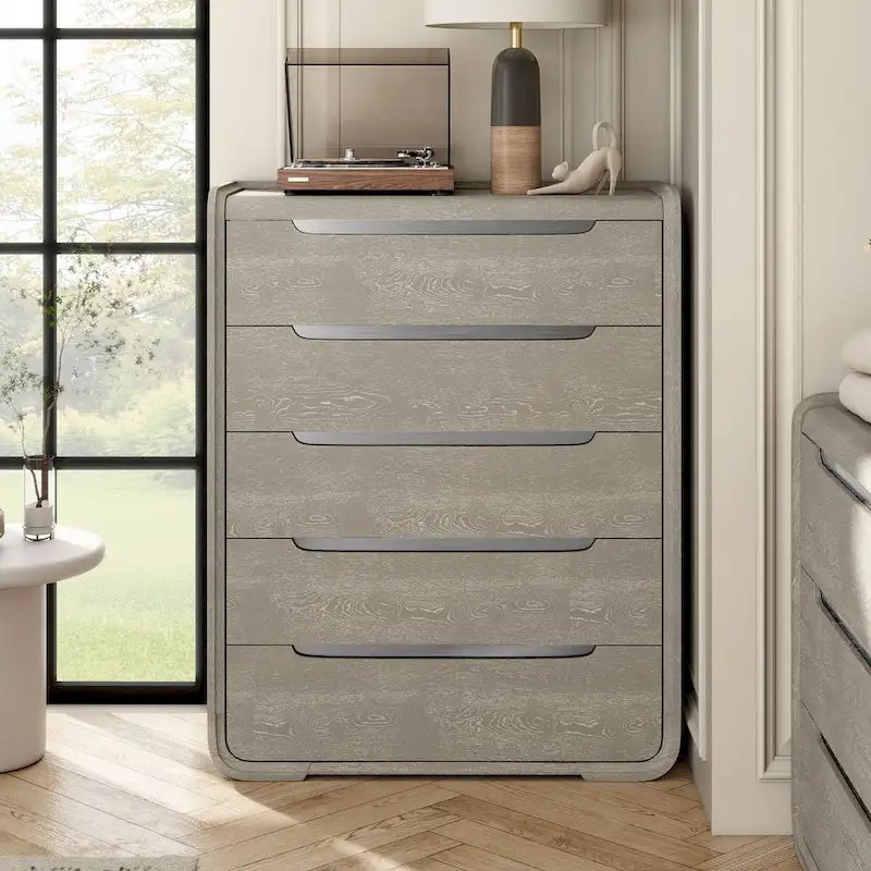 Furniture of America Addeso Modern Solid Wood 5-Drawer Chest