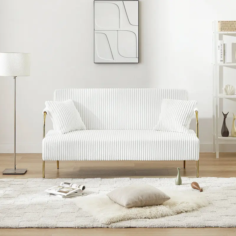Upholstered Loveseat, Tufted Back Couch, Accent Armchair with 2 Pillows