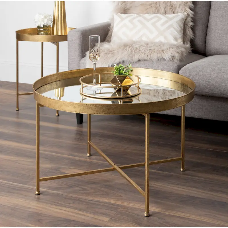 Kate and Laurel Celia Round Metal Coffee Table - 28.25x28.25x19