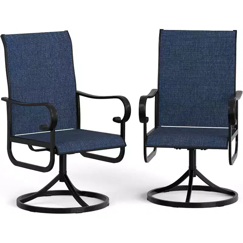 Patio 360Swivel Chairs Set of 2Outdoor Rocking Dining Chairs, Deck Rocker Seat with High Back for Backyard, Poolside, Lawn, Porch or Garden