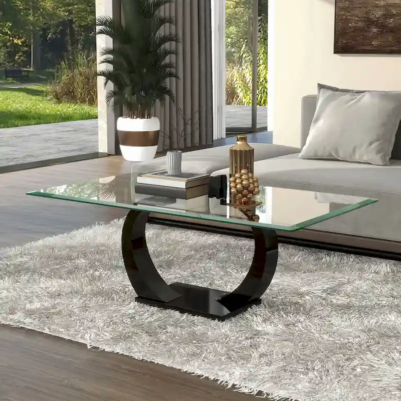 Cres Contemporary 50-inch Glasstop Coffee Table by Furniture of America