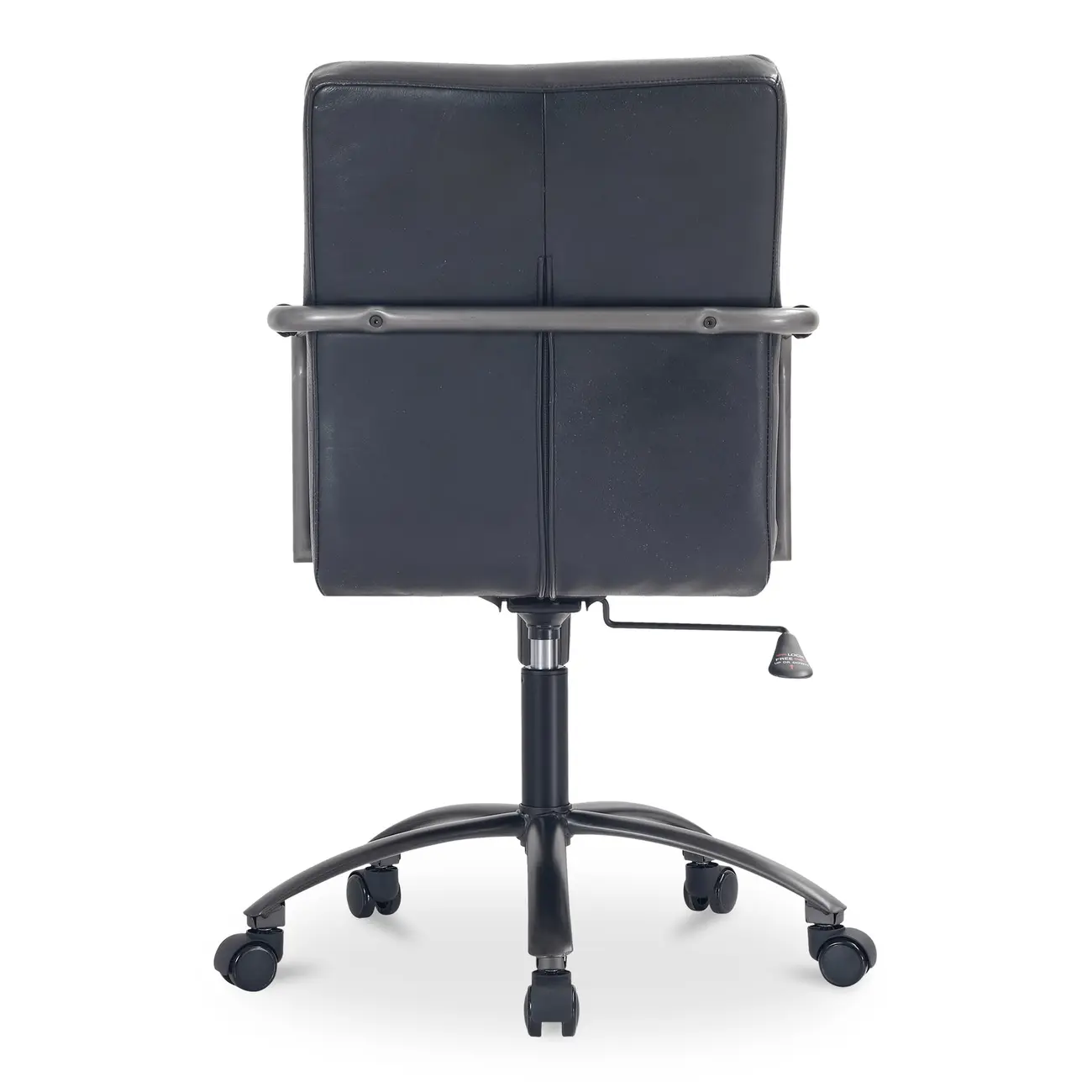 Mid-Back Genuine Leather Swivel Desk Chair with Arms
