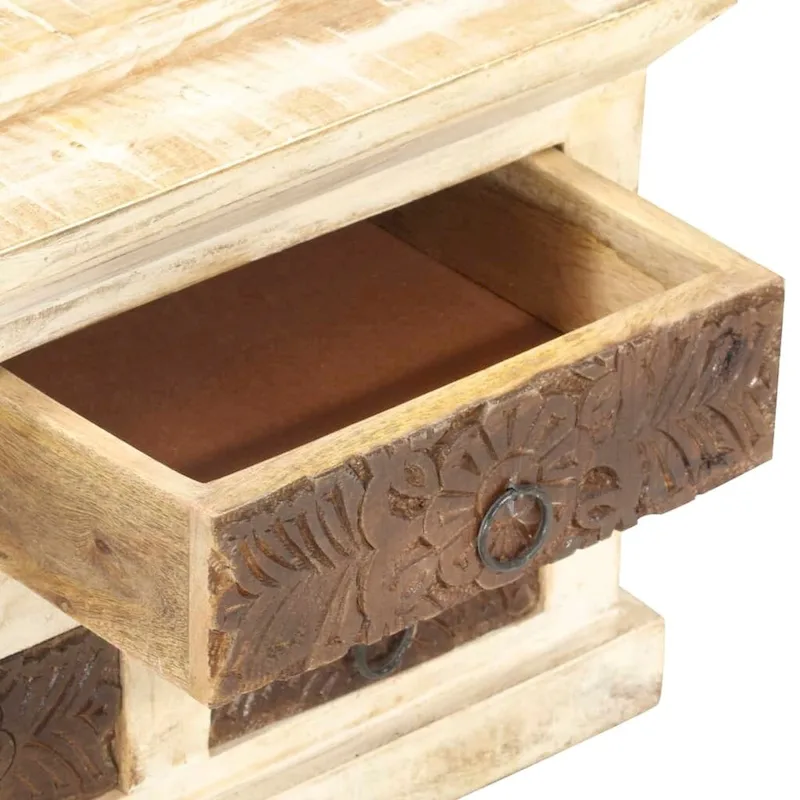 vidaXL Sideboard White 25.6 x11.8 x29.5  Solid Mango Wood