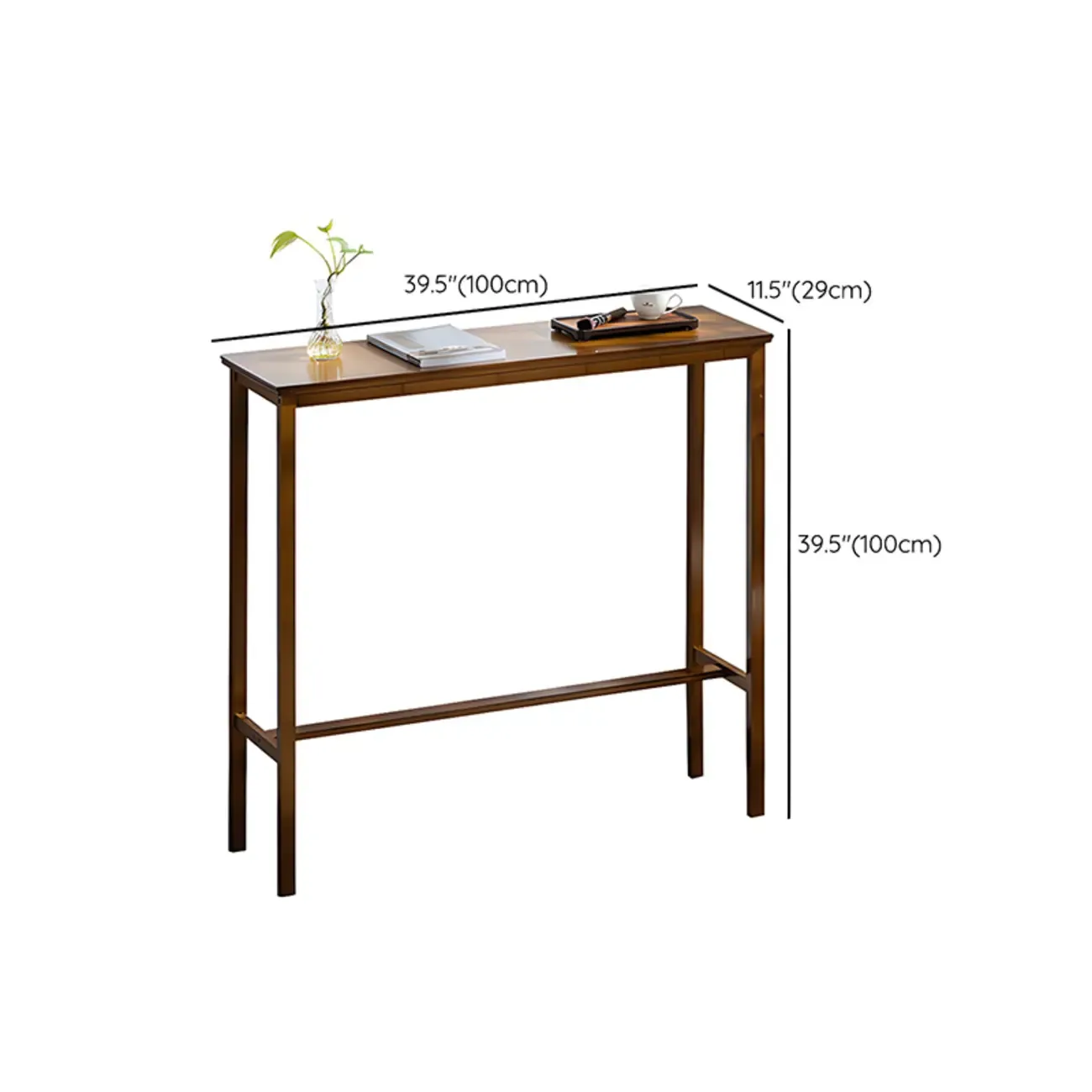 Modern Natural Finish Wooden Fixed Top Footrest Bar Tables