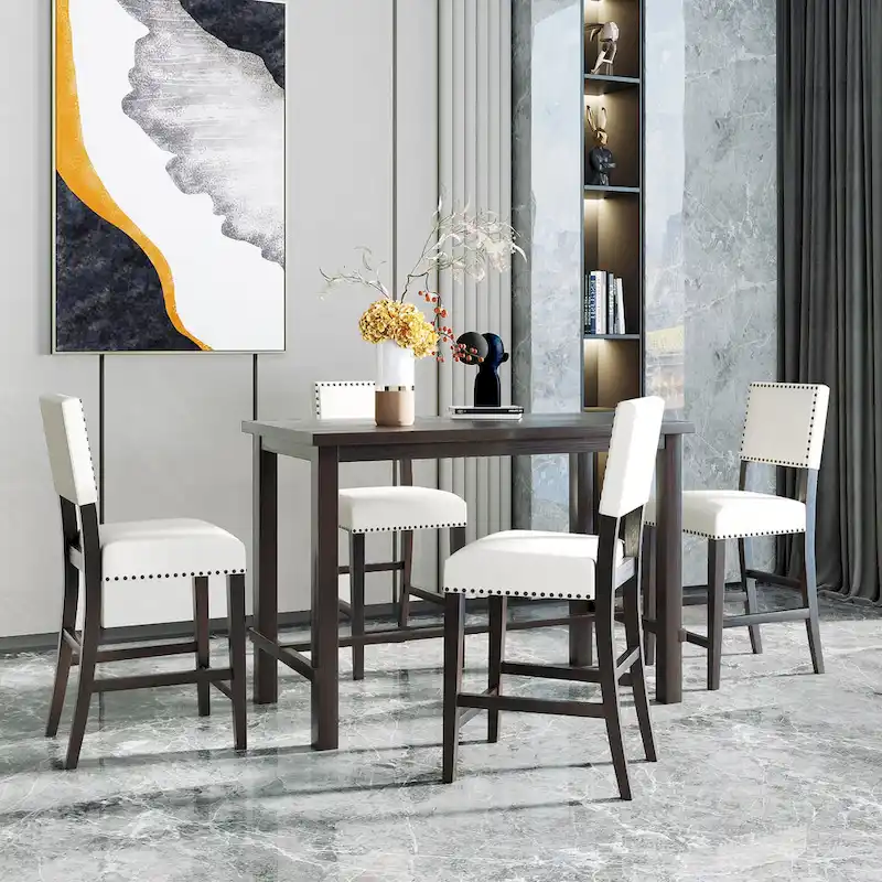 5-Piece Counter Height Dining Set with Table and 4 Chairs