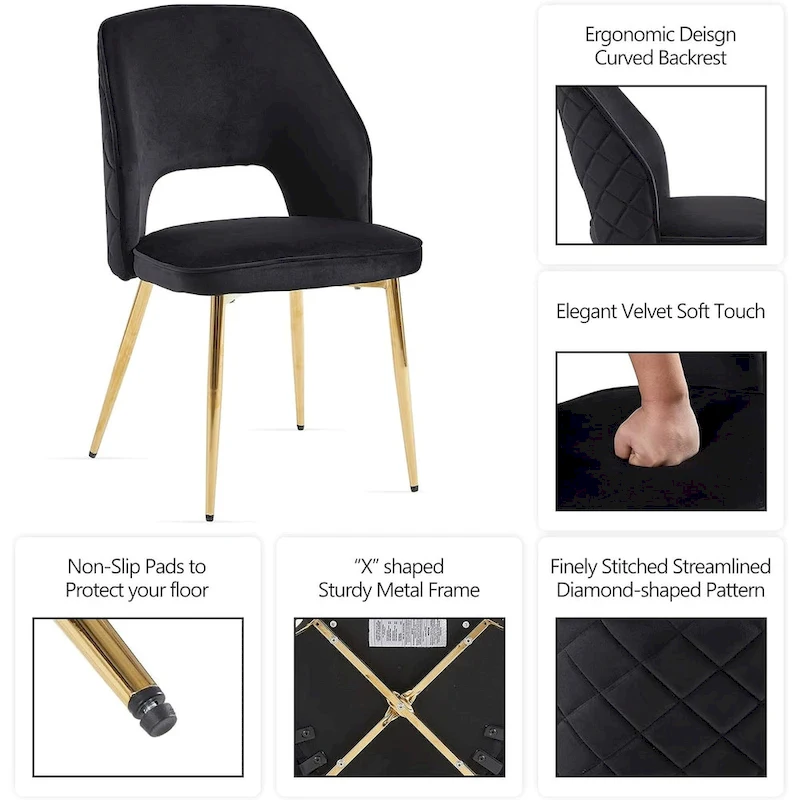 Howtai Upholstered Home Chair Hollow-Back Set of 4