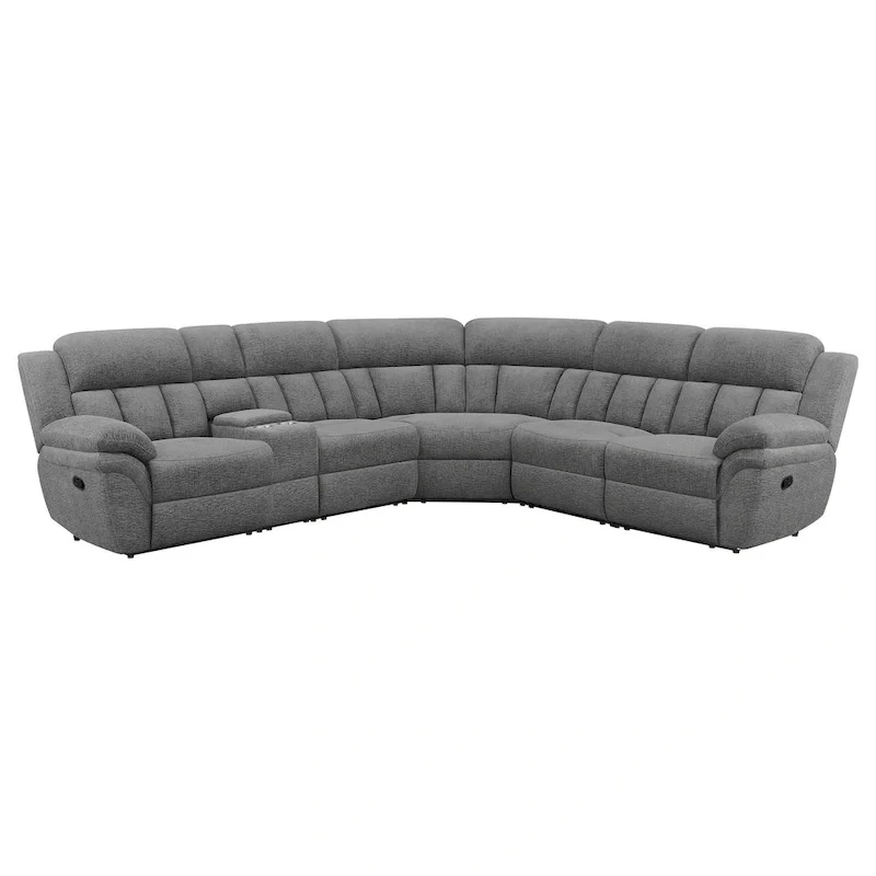 6pc Modular Sectional Sofa, Dark Gray Chenille, Manual Reclining