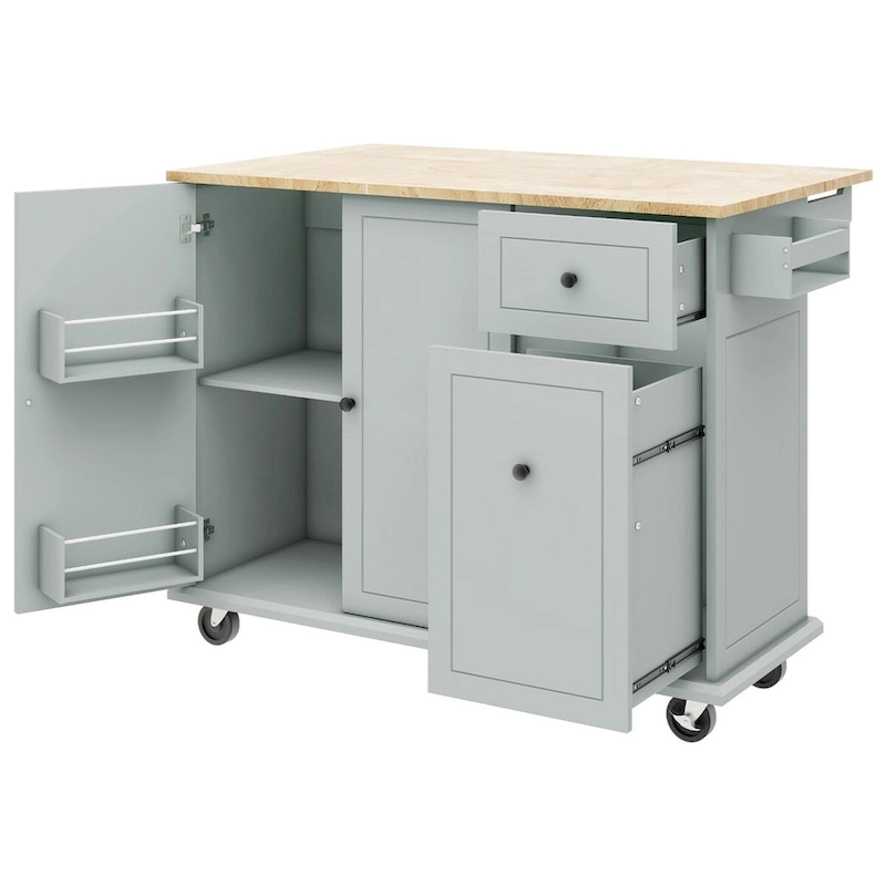 Merax 53.9 Width Rolling Kitchen Cart on Wheels with Drop Leaf
