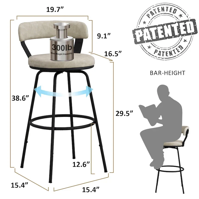 Metal Counter Height Industrial Swivel Bar Stools