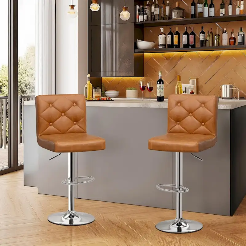 Javlergo Set of 4 Bar Stools Adjustable Swivel Counter Height Barstools with Back
