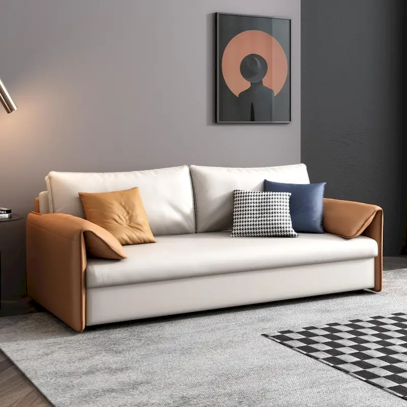 JASIWAY 65.4  Vegan Leather Sofa Bed Sleeper Sofa