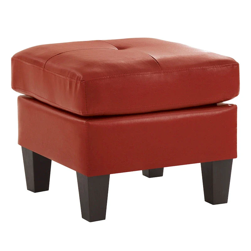 Faux Leather Tufted Square Ottoman, Multiple Colors, Seats 1