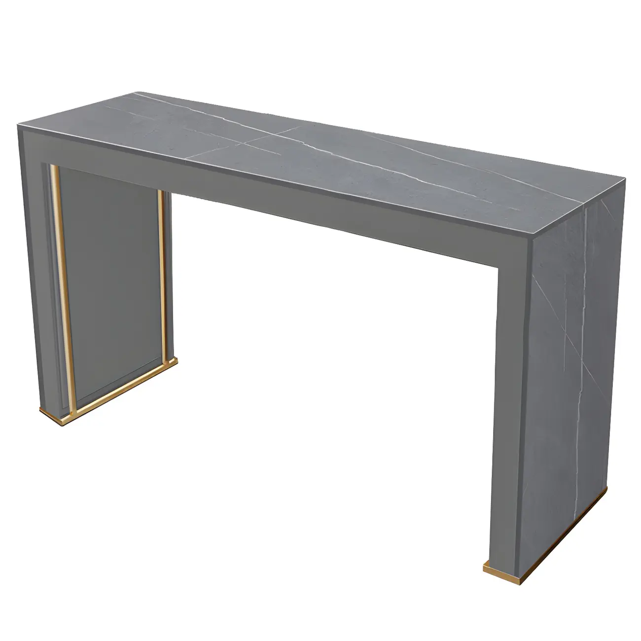 Modern White Stone Top Wood Dual-Pedestal Bar Tables