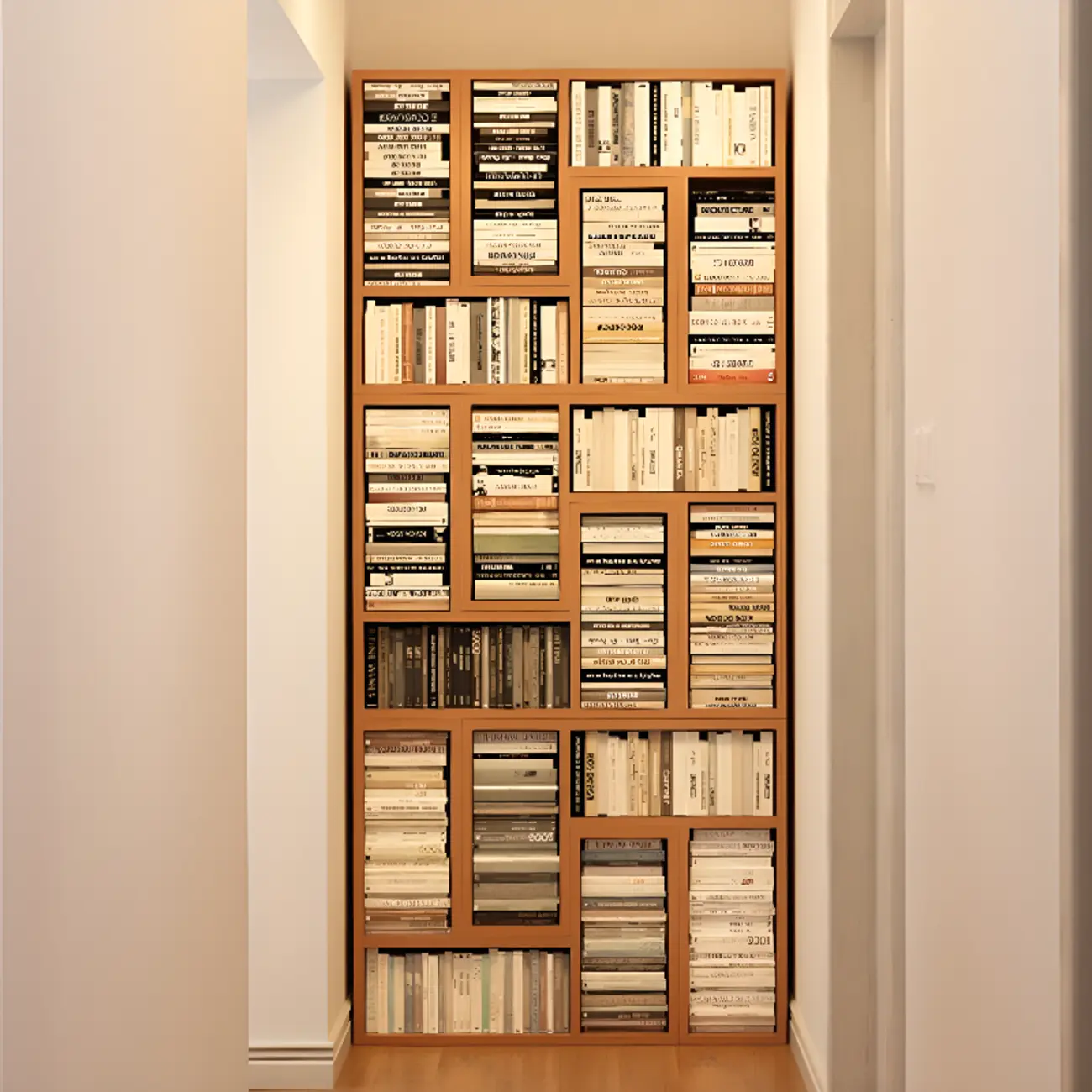 Rectangle Wooden Open Back Geometric Bookcase