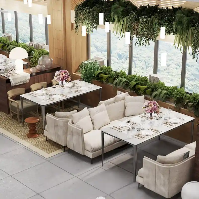 63  Unique Rectangular Dining Room Table with Sintered Stone Tempered Glass Top