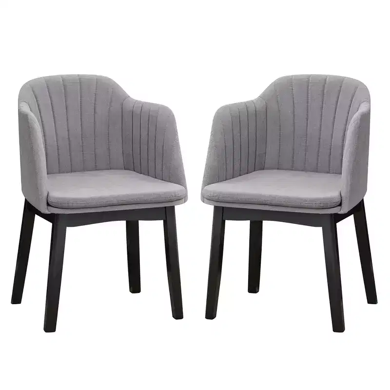 Costway 2PCS Modern Dining Chairs Upholstered Velvet Accent Chairs w/ Curved Backrests