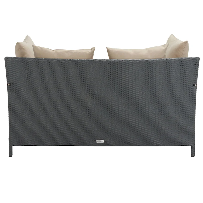 SAFAVIEH Outdoor Living August Titanium/ Sand Rattan Wicker Daybed - 53