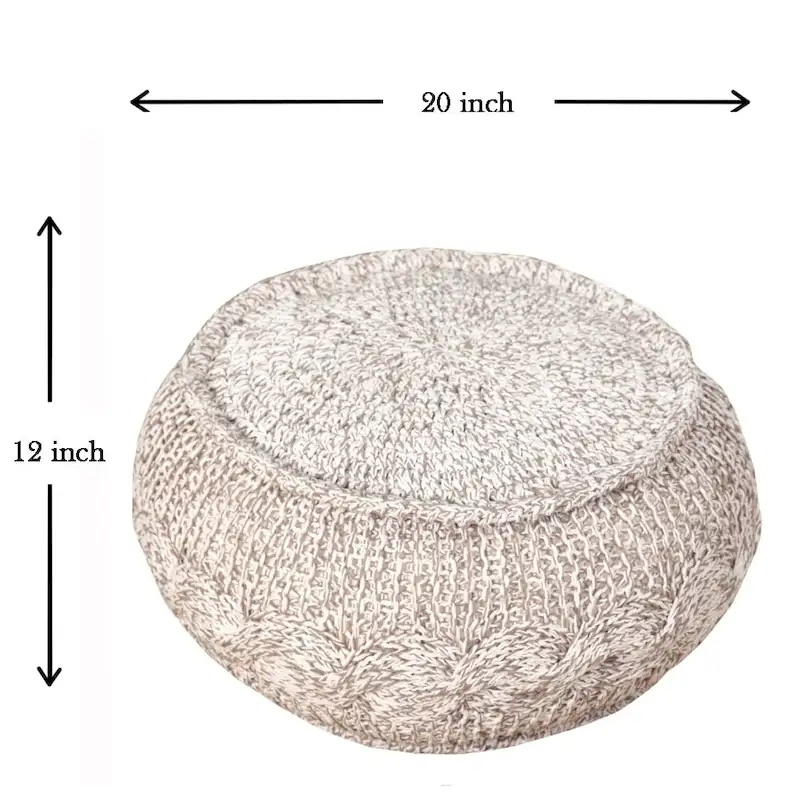 Sevita Melange Natural Cable Knit Pouf Ottoman